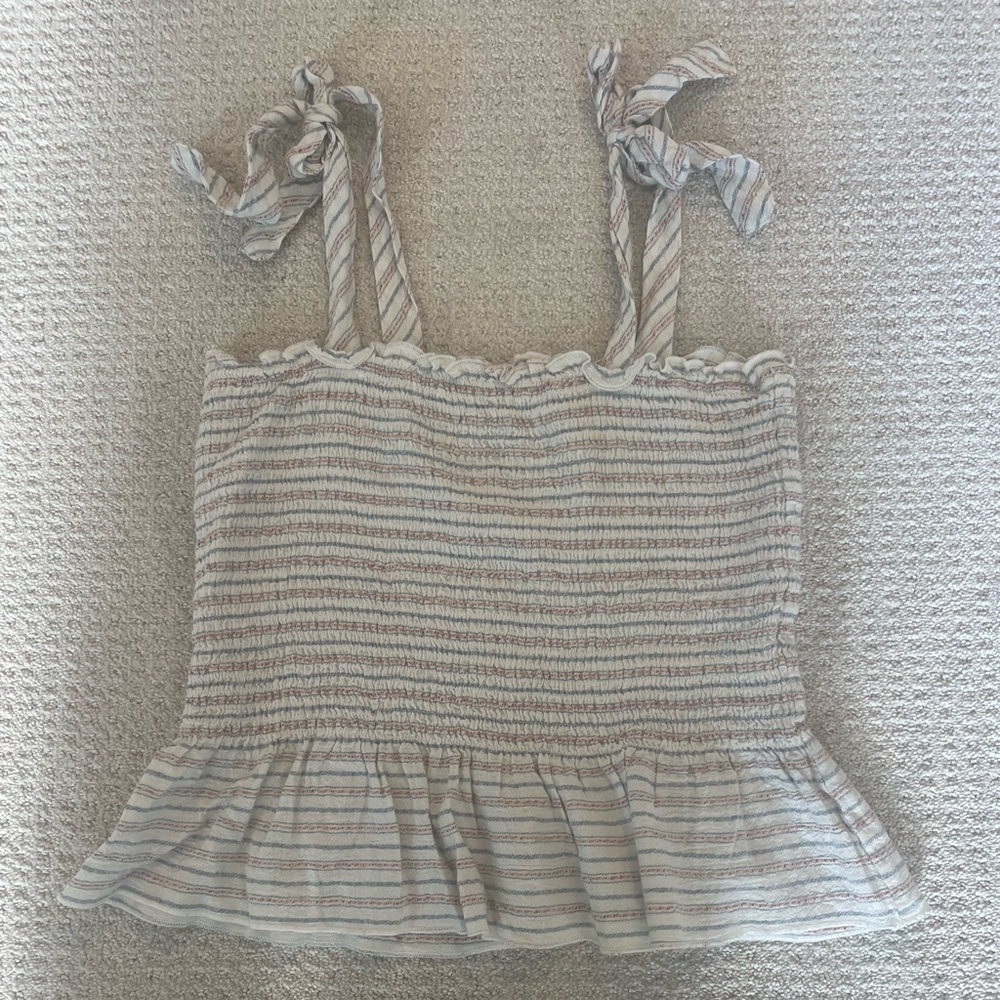 Francesca’s Cream and blue/red Striped Tank